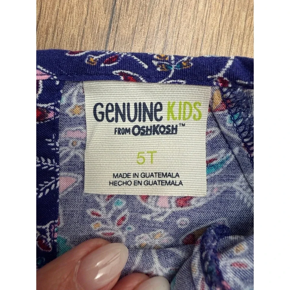 Genuine Kids from‎ OshKosh Girls Floral Dress Blue 3/4 Sleeve Size 5T